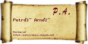 Petró Arnó névjegykártya